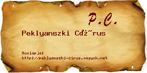 Peklyanszki Círus névjegykártya